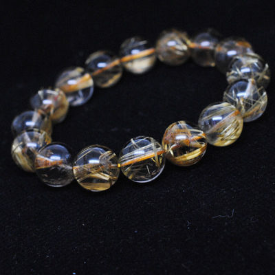 東?？h盛飾珠寶 編號TLG02110150001.05純天然發晶鈦晶圓珠手鏈鑒賞